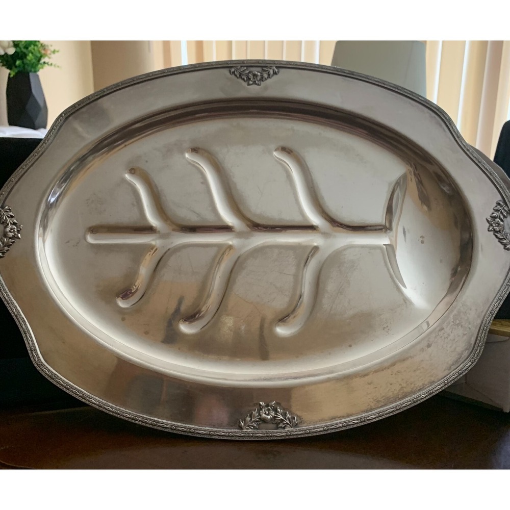 Beautiful Vintage Footed Oval Georgian Community Plate/Platter Serving Tray